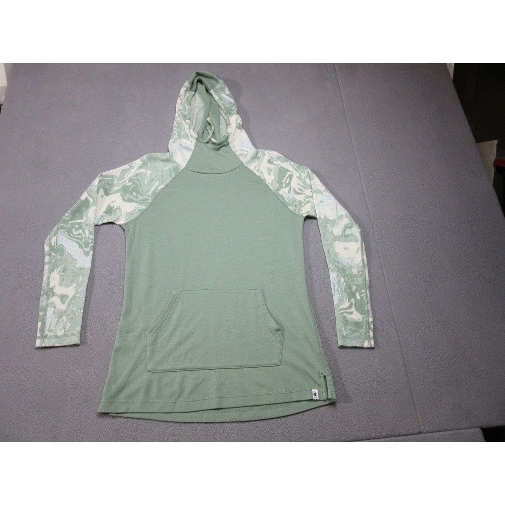 Smartwool Hoodie Womens Large Green Merino Wool 250 Outdoor Tie Dye Sleeves